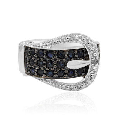 Zilveren ring met blauwe saffieren
