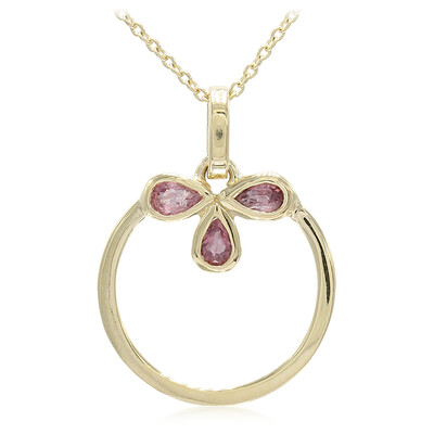 Gouden halsketting met Onverhitte Padparadscha Saffieren
