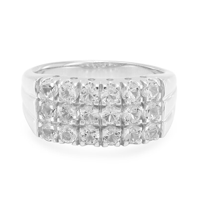 Zilveren ring met witte topaasstenen