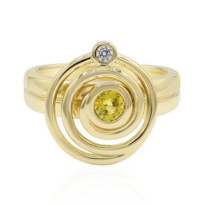 Zilveren ring met een gele saffier (MONOSONO COLLECTION)