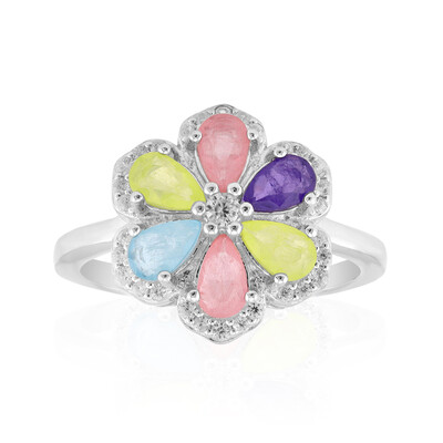 Zilveren ring met Pastelroze Kwartskristallen