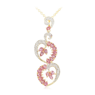Gouden halsketting met Onverhitte Padparadscha Saffieren (AMAYANI)