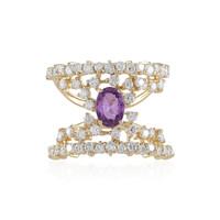 Gouden ring met een Onverhitte Purper Saffier (de Melo)