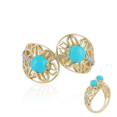 Gouden ring met Sleeping Beauty Turkooisen (Ornaments by de Melo)