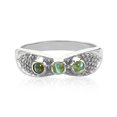 Zilveren ring met kattenoog-alexandrietstenen