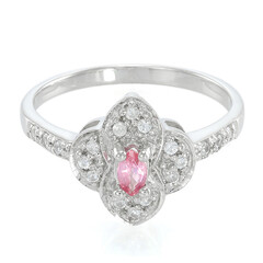 Zilveren ring met een Padparadscha saffier
