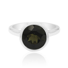 Zilveren ring met een moldaviet