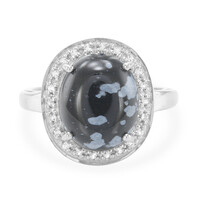 Zilveren ring met een sneeuwvlokken obsidiaan