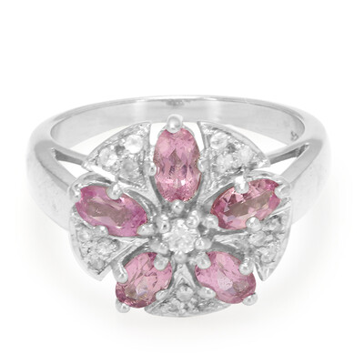 Zilveren ring met roze koper toermalijnen