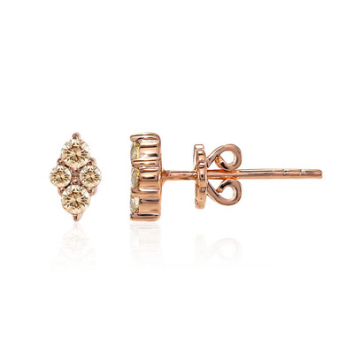 Gouden oorbellen met SI1 Argyle Rose De France Diamanten (Annette)
