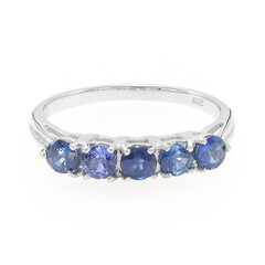 Zilveren ring met blauwe Birmese saffieren