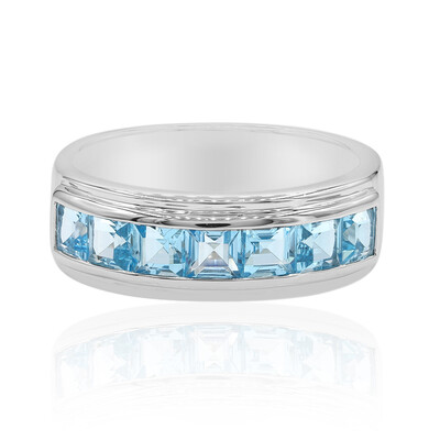 Zilveren ring met Zwitsers-blauwe topaasstenen