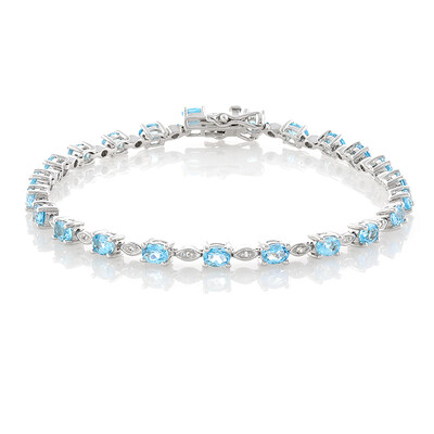 Zilveren armband met Zwitsers-blauwe topaasstenen