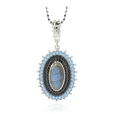 Zilveren halsketting met een labradoriet (Dallas Prince Designs)