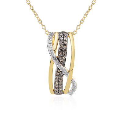 Zilveren halsketting met I3 Champagne Diamanten
