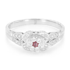 Zilveren ring met een Padparadscha saffier