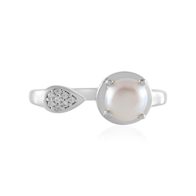 Zilveren ring met een Witte zoetwater kweekparel