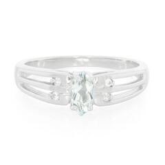 Zilveren ring met een Braziliaanse Aquamarijn