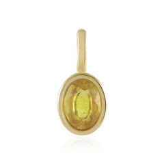 Zilveren hanger met een Gele Madagaskar Saffier
