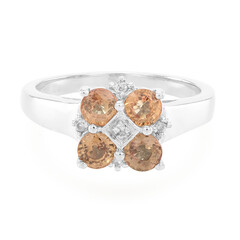 Zilveren ring met oranje saffieren