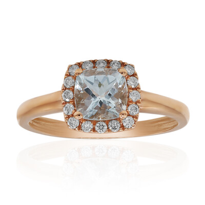 Gouden ring met een AAA Braziliaanse Aquamarijn