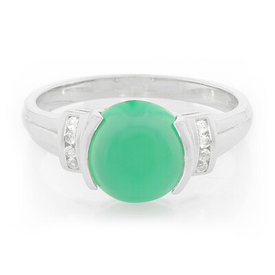 Zilveren herenring met een groene chalcedoon