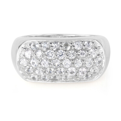 Zilveren ring met witte saffieren