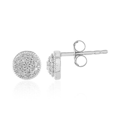 Zilveren oorbellen met I3 (J) Diamanten