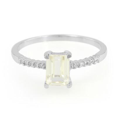 Zilveren ring met een kanariegele kunziet