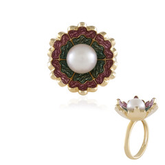 Zilveren ring met een Witte zoetwater kweekparel (Adela Silber)