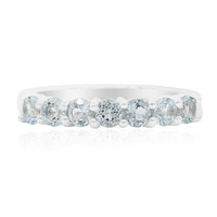 Zilveren ring met hemel-blauwe topaasstenen