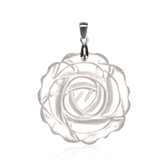 Zilveren hanger met een witte kwarts