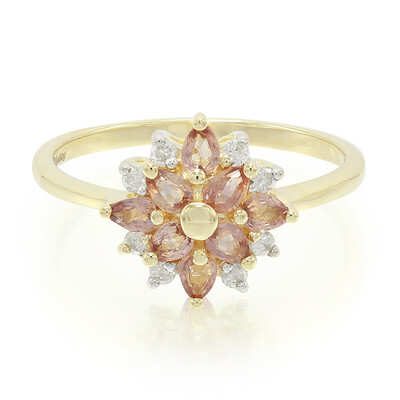 Gouden ring met Onverhitte Padparadscha Saffieren
