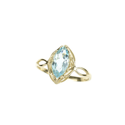 Gouden ring met een hemel-blauwe topaas (dagen)