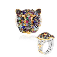 Zilveren ring met zwarte spinelstenen (Gems en Vogue)