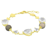 Zilveren armband met witte kwartskristallen