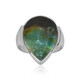 Zilveren ring met een versteend geopaliseerd hout (Bali Barong)