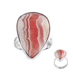 Zilveren ring met een rhodochrosiet (Bali Barong)
