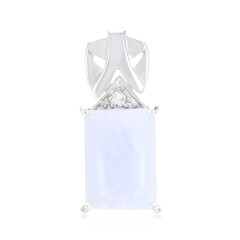 Zilveren hanger met een blauwe kant agaat
