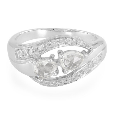 Zilveren ring met witte saffieren