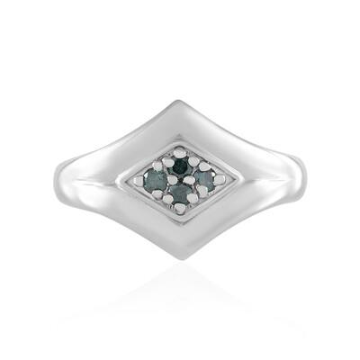 Zilveren ring met I2 Blauwe Diamanten