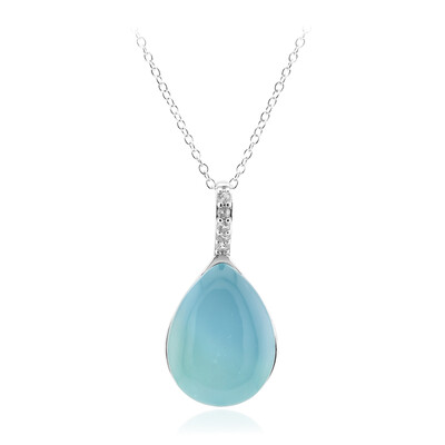 Zilveren halsketting met een Aqua Chalcedoon