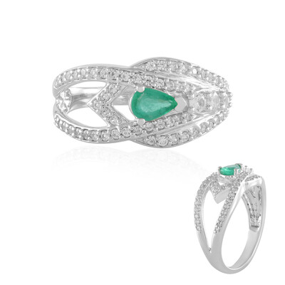 Zilveren ring met een Russische smaragd (de Melo)
