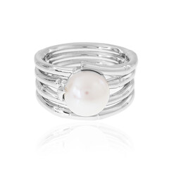 Zilveren ring met een zoetwater kweekparel