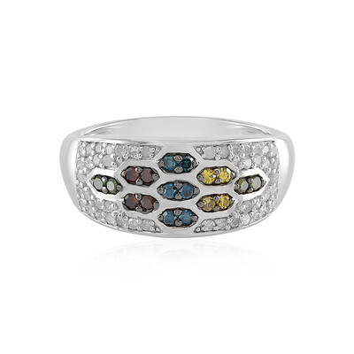 Zilveren ring met I3 Champagne Diamanten