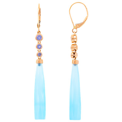 Gouden oorbellen met Blauwe chalcedonen (KM by Juwelo)