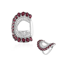Zilveren ring met rhodolieten