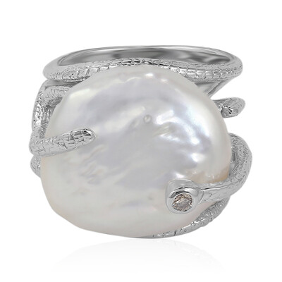 Zilveren ring met een zoetwater kweekparel (TPC)