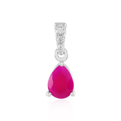 Zilveren hanger met een framboos chalcedoon
