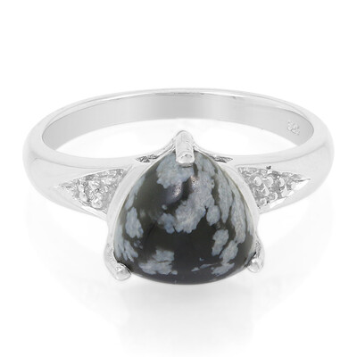 Zilveren ring met een sneeuwvlokken obsidiaan